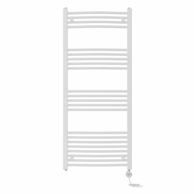 Right Radiators Prefilled Thermostatic Electric Heated Towel Rail Curved Ladder Warmer RadsWhite 1400X600 mm from B&Q