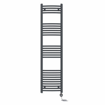 Right Radiators Prefilled Thermostatic Electric Heated Towel Rail Curved Ladder Warmer RadsAnthracite 1600X400 mm from B&Q