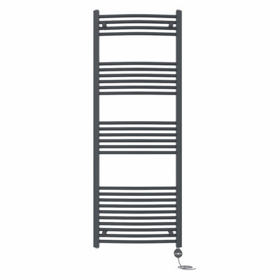 Right Radiators Prefilled Thermostatic Electric Heated Towel Rail Curved Ladder Warmer RadsAnthracite 1600X600 mm from B&Q