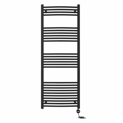 Right Radiators Prefilled Thermostatic Electric Heated Towel Rail Curved Ladder Warmer RadsBlack 1600X600 mm from B&Q