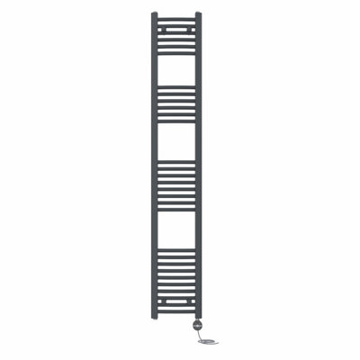 Right Radiators Prefilled Thermostatic Electric Heated Towel Rail Curved Ladder Warmer RadsAnthracite 1800X300 mm from B&Q