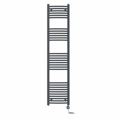 B&Q -  Prefilled Thermostatic Electric Heated Towel Rail Curved Ladder Warmer RadsAnthracite 1800X400 mm