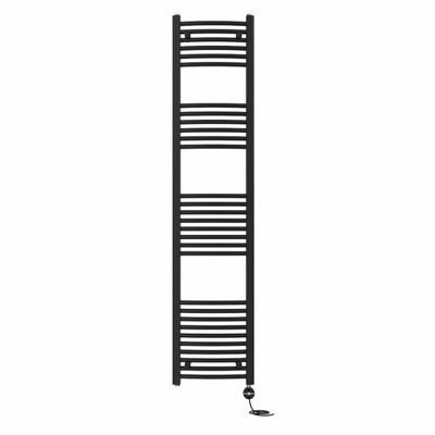 Right Radiators Prefilled Thermostatic Electric Heated Towel Rail Curved Ladder Warmer Rads - 1800X400 Mm Black