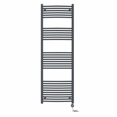 Right Radiators Prefilled Thermostatic Electric Heated Towel Rail Curved Ladder Warmer RadsAnthracite 1800X600 mm from B&Q