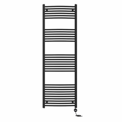 Right Radiators Prefilled Thermostatic Electric Heated Towel Rail Curved Ladder Warmer RadsBlack 1800X600 mm from B&Q