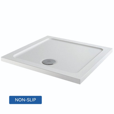 Sundaze Anti-Slip 800X800mm Square Stone Shower Tray White from B&Q