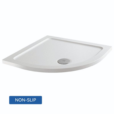 Sundaze Anti-Slip 800X800mm Quadrant Stone Shower Tray White from B&Q