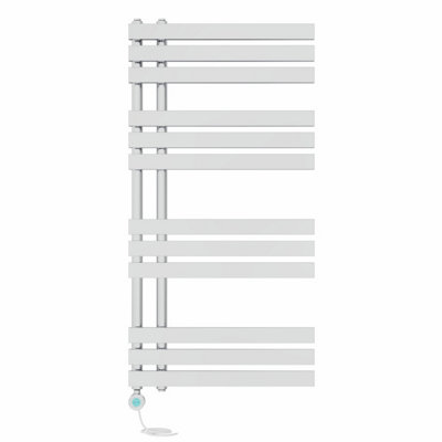 Right Radiators Prefilled Thermostatic Electric Heated Towel Rail D-Shape Ladder Warmer Rads - 1200X600mm Chrome