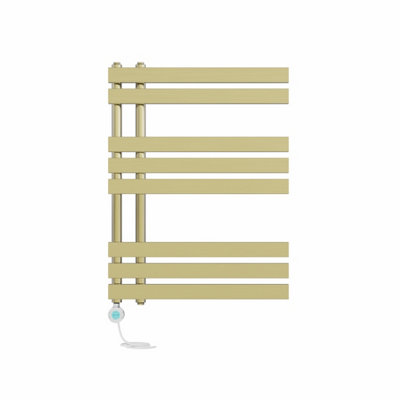 B&Q -  Prefilled Thermostatic Wifi Electric Heated Towel Rail D-Shape Ladder Warmer800X600mm Brushed Brass