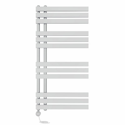 Right Radiators Prefilled Thermostatic Electric Heated Towel Rail D-Shape Rads Ladder Warmer - 1200X600mm Chrome