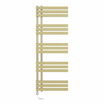 B&Q -  Prefilled Thermostatic Electric Heated Towel Rail D-Shape Rads Ladder Warmer1600X600mm Brushed Brass