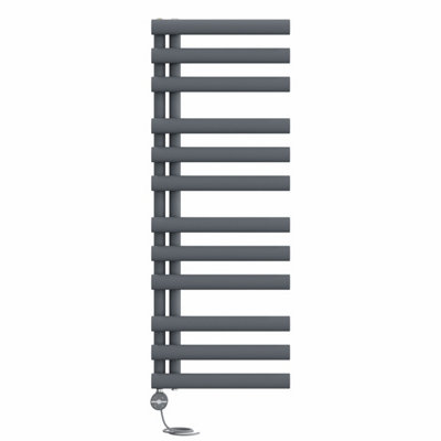 B&Q -  Prefilled Thermostatic Electric Heated Towel Rail Oval Column Rads Ladder Warmer1200X450mm Sand Grey