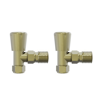 Right Radiators Brushed Brass Angled Lockshield Valve Towel Rail Radiator Valves Central Heating Taps from B&Q