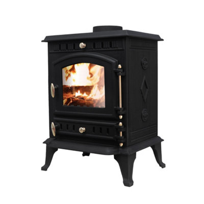 Sundaze Multifuel Stove 7Kw Woodburning Fireplace Cast Iron Eco Design Defra Approved from B&Q