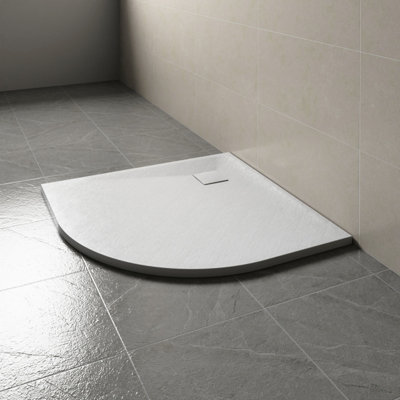 Sundaze 800 X 800mm Smc White Quadrant Slate Effect Bathroom Shower Tray