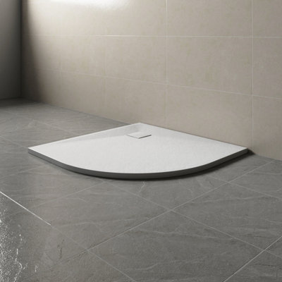 Sundaze 900 X 900mm Smc White Quadrant Slate Effect Bathroom Shower Tray from B&Q