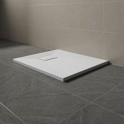 Sundaze 800 X 700mm Smc White Rectangle Slate Effect Bathroom Shower Tray from B&Q