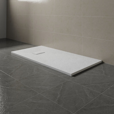 Sundaze 1400 X 700mm Smc White Rectangle Slate Effect Bathroom Shower Tray from B&Q
