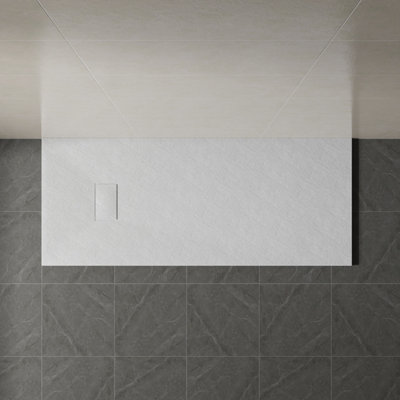 Sundaze 1600 X 700mm Smc White Rectangle Slate Effect Bathroom Shower Tray from B&Q
