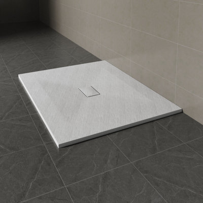 Sundaze 1300 X 1000mm Smc White Rectangle Slate Effect Bathroom Shower Tray from B&Q