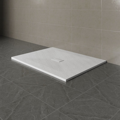 Sundaze 1400 X 1000mm Smc White Rectangle Slate Effect Bathroom Shower Tray from B&Q