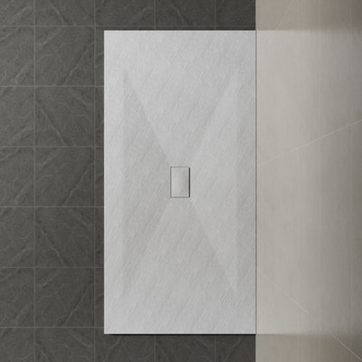 Sundaze 1800 X 1000mm Smc White Rectangle Slate Effect Bathroom Shower Tray from B&Q
