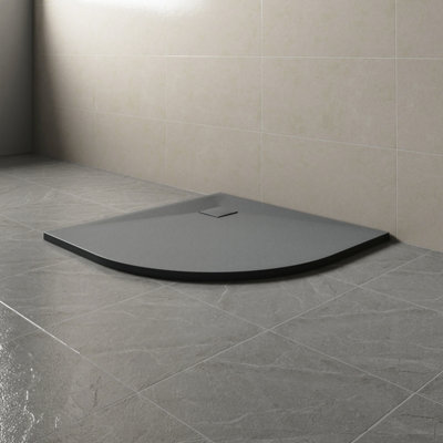 Sundaze 900 X 900mm Smc Anthracite Quadrant Slate Effect Bathroom Shower Tray from B&Q