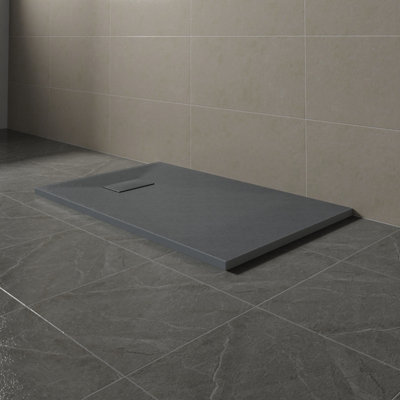 Sundaze 1100 X 700mm Smc Anthracite Rectangle Slate Effect Bathroom Shower Tray from B&Q