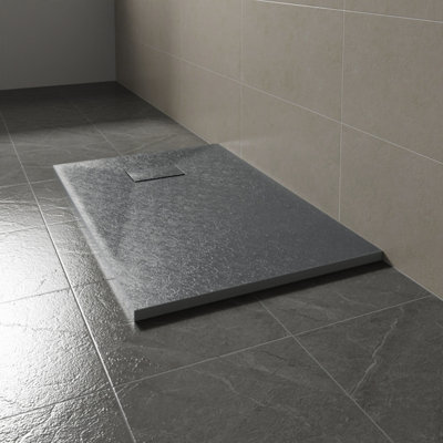 Sundaze 1200 X 700mm Smc Anthracite Rectangle Slate Effect Bathroom Shower Tray from B&Q