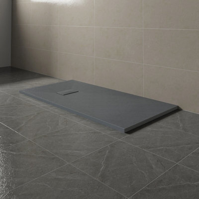 Sundaze 1400 X 700mm Smc Anthracite Rectangle Slate Effect Bathroom Shower Tray from B&Q