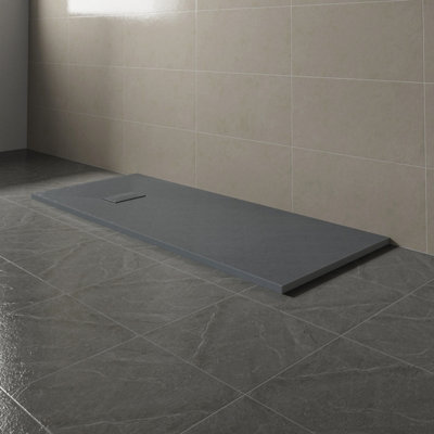 Sundaze 1700 X 700mm Smc Anthracite Rectangle Slate Effect Bathroom Shower Tray from B&Q