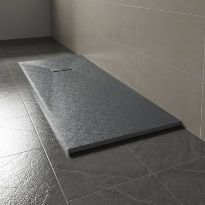 Sundaze 1800 X 700mm Smc Anthracite Rectangle Slate Effect Bathroom Shower Tray from B&Q