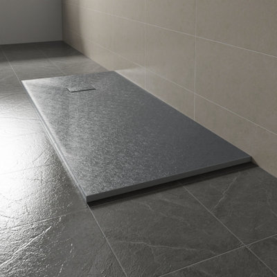 Sundaze 1700 X 800mm Smc Anthracite Rectangle Slate Effect Bathroom Shower Tray from B&Q
