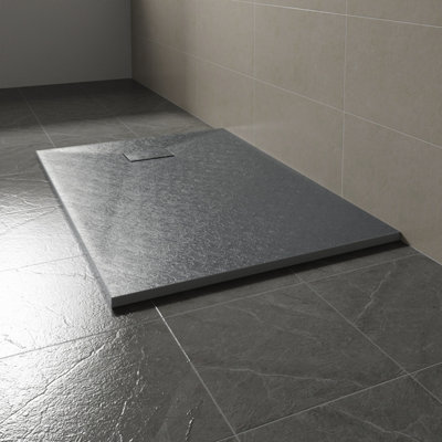 Sundaze 1400 X 900mm Smc Anthracite Rectangle Slate Effect Bathroom Shower Tray from B&Q