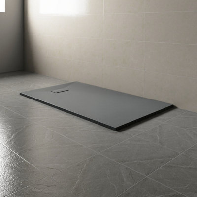 Sundaze 1600 X 900mm Smc Anthracite Rectangle Slate Effect Bathroom Shower Tray from B&Q
