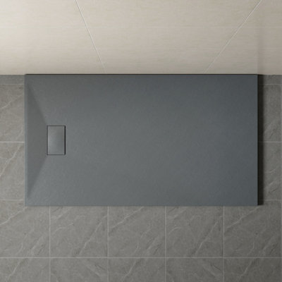 Sundaze 1700 X 900mm Smc Anthracite Rectangle Slate Effect Bathroom Shower Tray from B&Q