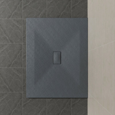 Sundaze 1200 X 1000mm Smc Anthracite Rectangle Slate Effect Bathroom Shower Tray from B&Q