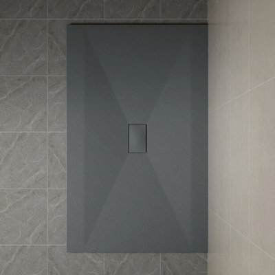 Sundaze 1600 X 1000mm Smc Anthracite Rectangle Slate Effect Bathroom Shower Tray from B&Q