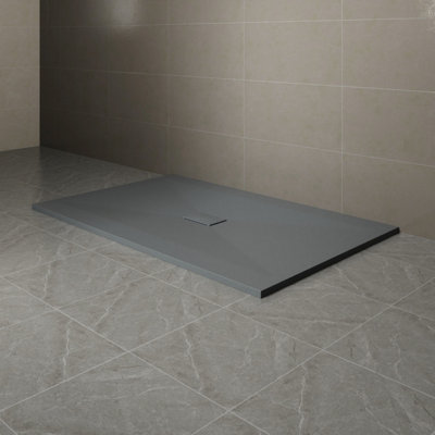 Sundaze 1700 X 1000mm Smc Anthracite Rectangle Slate Effect Bathroom Shower Tray from B&Q