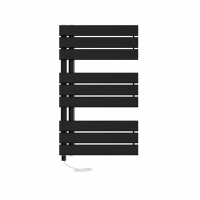 B&Q -  Prefilled Electric Heated Towel Rail Flat Panel Bathroom Ladder Warmer Rads824X500mm Black
