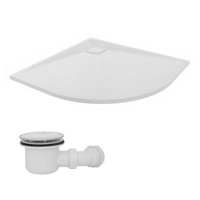 Sundaze 900 X 900mm Smc White Quadrant Slate Effect Shower Tray With Fluidmaster 90mm Fast Flow Waste from B&Q
