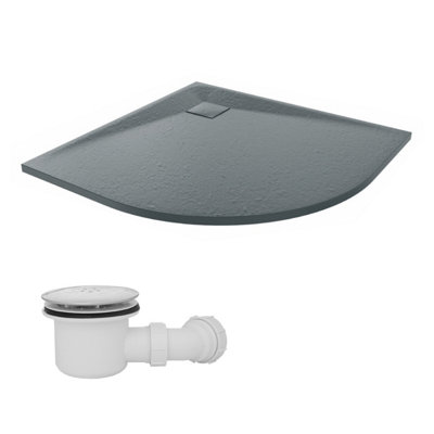 Sundaze 900 X 900mm Smc Anthracite Quadrant Slate Effect Shower Tray With Fluidmaster 90mm Fast Flow Waste from B&Q
