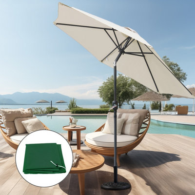 B&Q -  2.5M Cream Round Garden Parasol Umbrella Patio Crank Tilt With Base & Cover