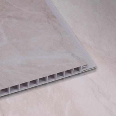 SunDaze Gloss Pergamon Marble Bathroom Pvc Cladding Shower Wet Wall Panels 1M X 2.4MPack Of 9 from B&Q