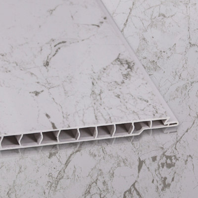 SunDaze Gloss White Marble Bathroom Pvc Cladding Shower Wet Wall Panels 1M X 2.4M from B&Q