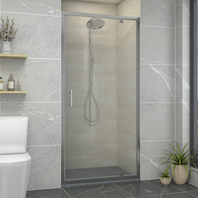 Sundaze Chrome Pivot Shower Enclosure Door (W)1000mm With Anthracite 1200X1000mm Shower Tray from B&Q