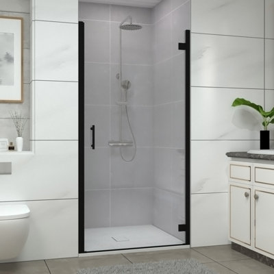Sundaze Matt Black Hinged Door Shower Enclosure (W)1000mm With White 1000X1000mm Shower Tray from B&Q