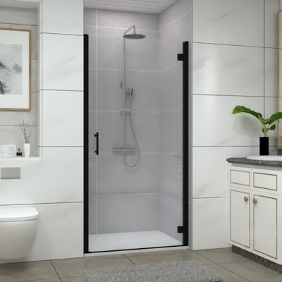 Sundaze Matt Black Hinged Door Shower Enclosure (W)1000mm With White 1200X1000mm Shower Tray from B&Q