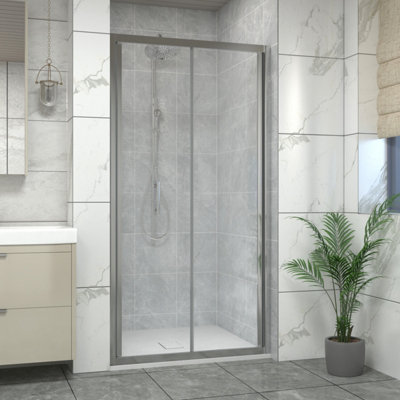 Sundaze Chrome Bi-Fold Door Shower Enclosure (W)900mm With White 900X900mm Shower Tray And Waste from B&Q