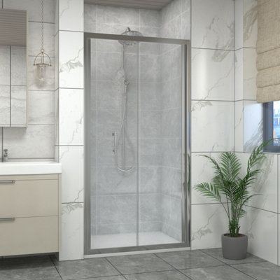 Sundaze Chrome Bi-Fold Door Shower Enclosure (W)1000mm With White 1200X1000mm Shower Tray And Waste from B&Q